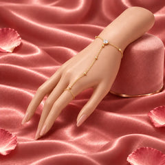 Lumière Solitaire Clear Stone Gold Tone Minimal Hand Chain for Women