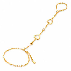 Amora Dual Heart Gold Tone Hand Chain for Women