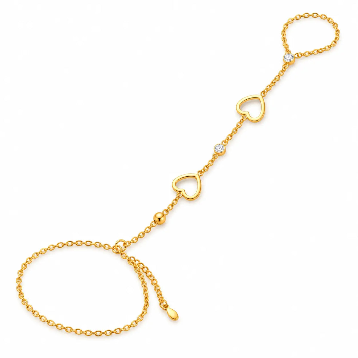 Amora Dual Heart Gold Tone Hand Chain for Women