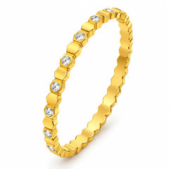 Celeste Lumière Geometric Clear Stone Gold Tone Bangle Bracelet