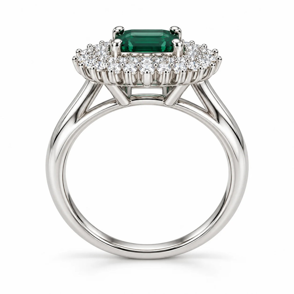 Verdant Royale Square Halo Statement Ring