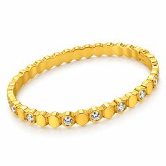 Celeste Lumière Geometric Clear Stone Gold Tone Bangle Bracelet