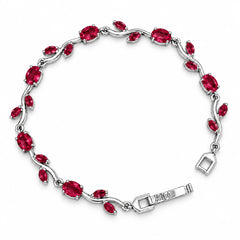 Rosé Tulip Vine Pink Stone Silver Tone Luxury Bracelet