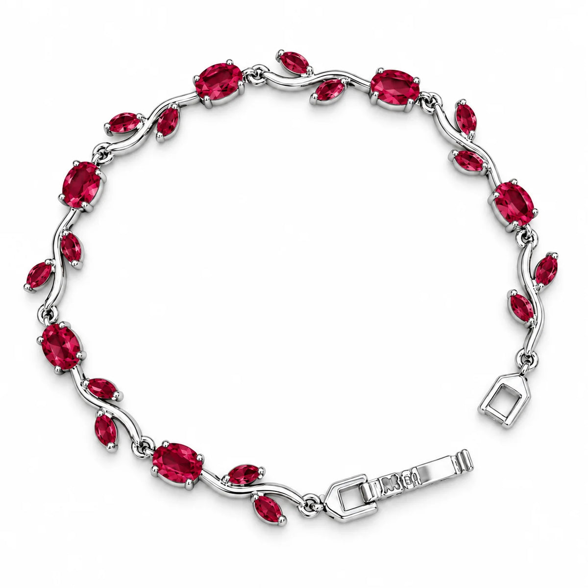 Rosé Tulip Vine Pink Stone Silver Tone Luxury Bracelet