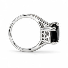 Midnight Étoile Cushion Cut Black Stone Pave Statement Ring
