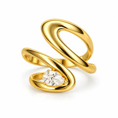 Aurelia Serpentine Pear Cut Sculptural Gold Statement Ring