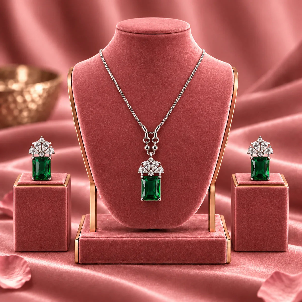 Verdant Royale Regal Pendant Necklace and Earring Set