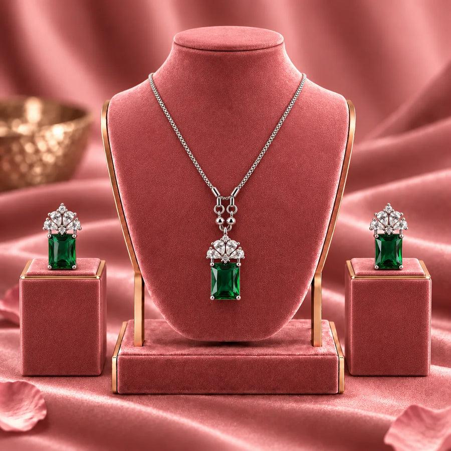 Verdant Royale Regal Pendant Necklace and Earring Set