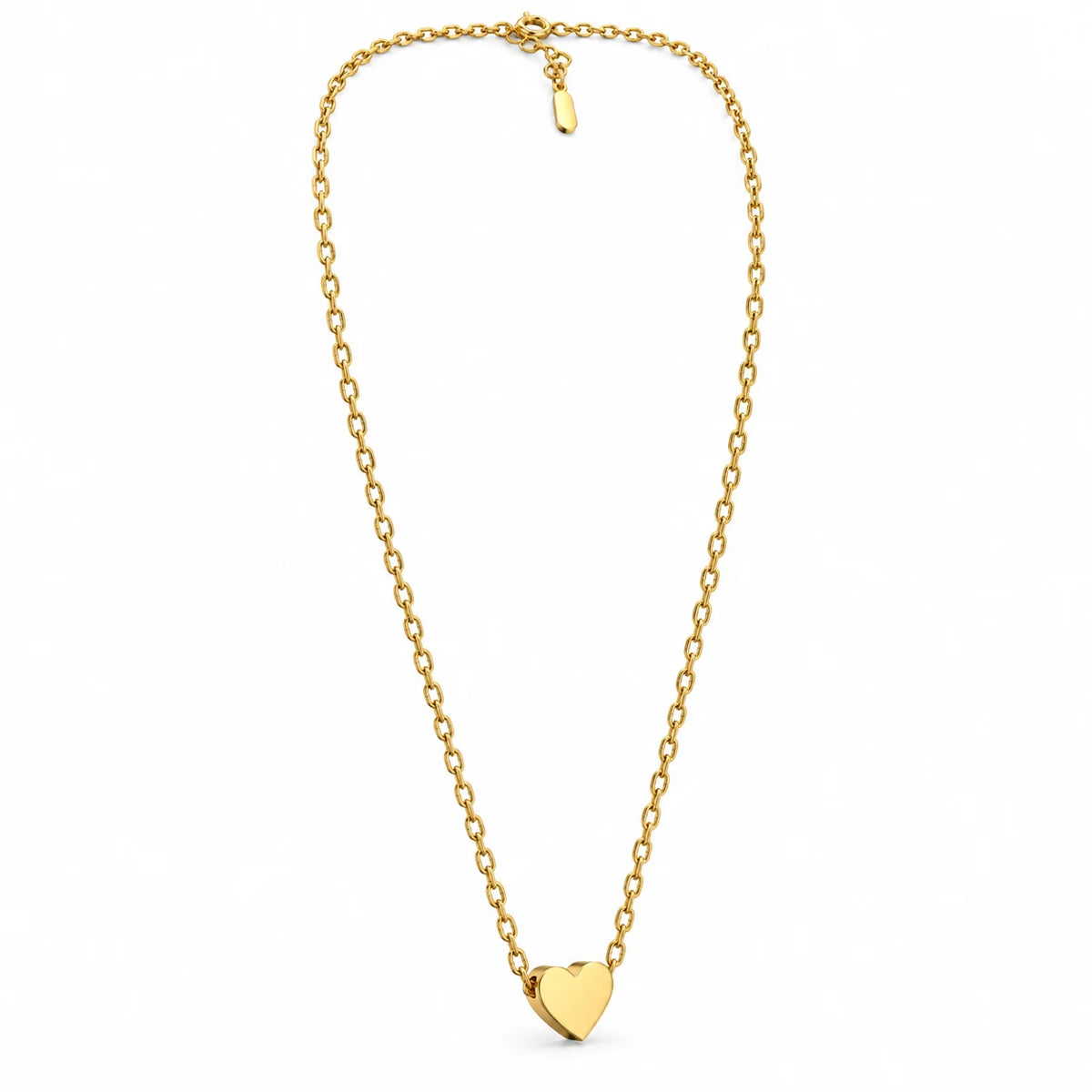 Maison Amour Solid Heart Gold Tone Elegant Pendant Necklace