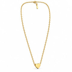 Maison Amour Solid Heart Gold Tone Elegant Pendant Necklace