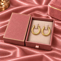 Maison Aurelia Bold Rounded Gold Tone Hoop Earrings