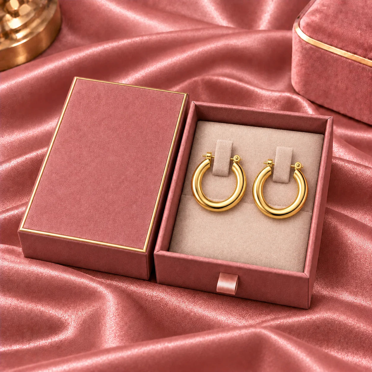 Maison Aurelia Bold Rounded Gold Tone Hoop Earrings