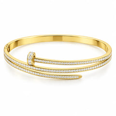Élan Clou Triple Row Clear Stone Gold Tone Luxury Bangle Bracelet