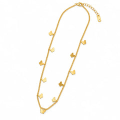 Celestia Flutter Nine Butterfly Gold Tone Luxury Charm Necklace