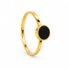 Noir Éclipse Round Black Centre Minimalist Gold Statement Ring
