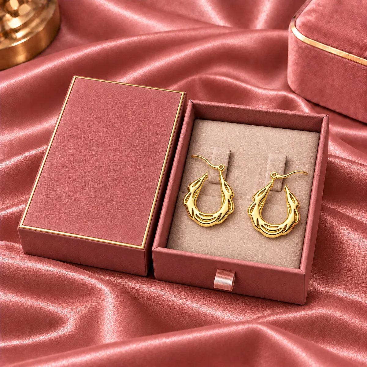 Aurelia Flame Sculptural Openwork Gold Tone Hoop Earrings