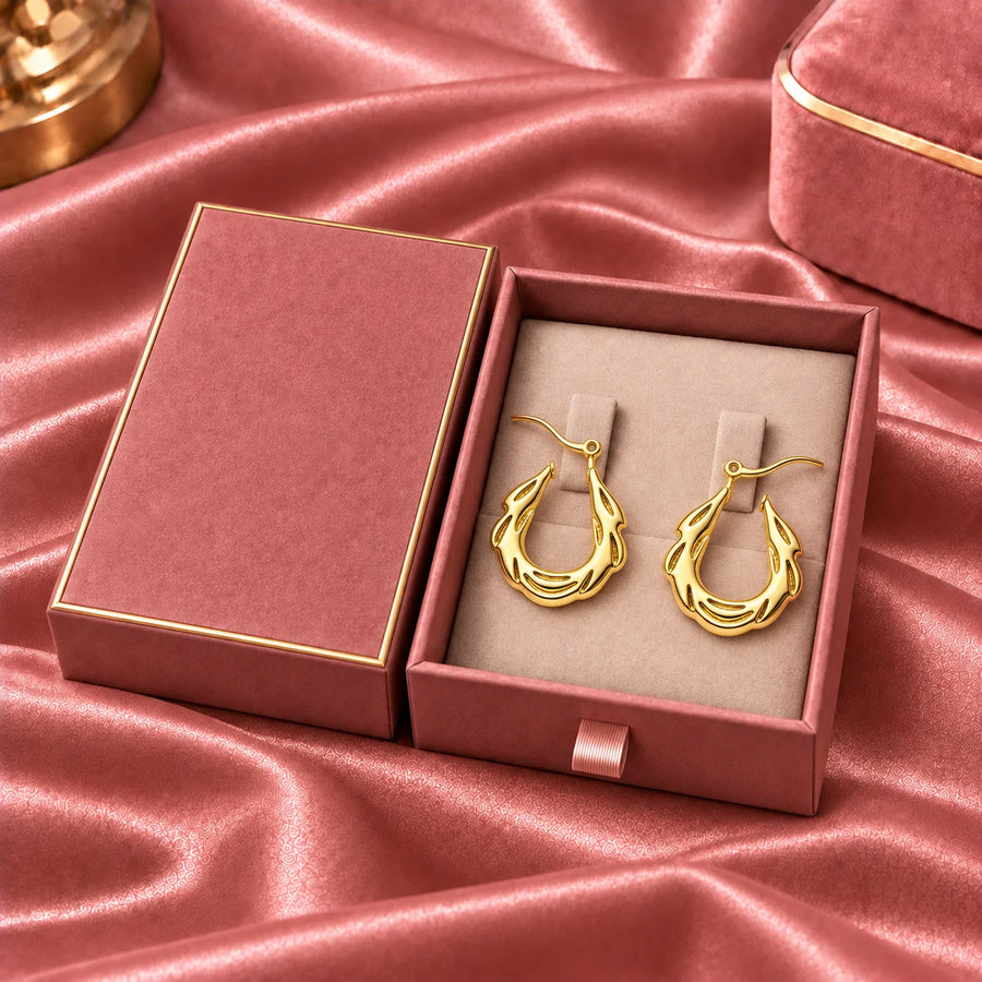 Aurelia Flame Sculptural Openwork Gold Tone Hoop Earrings