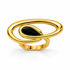 Noir Aurelia Oval Sculptural Gold Openwork Statement Ring