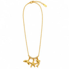 Marina Celeste Ocean Charm Gold Tone Crystal Accent Luxury Necklace