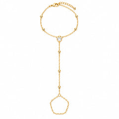 Lumière Solitaire Clear Stone Gold Tone Minimal Hand Chain for Women