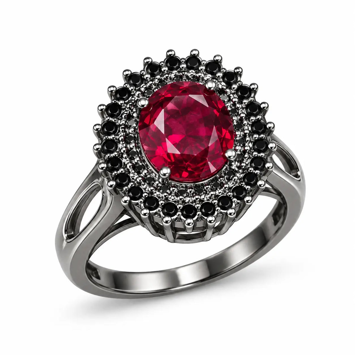 Crimson Noir Royal Halo Statement Ring