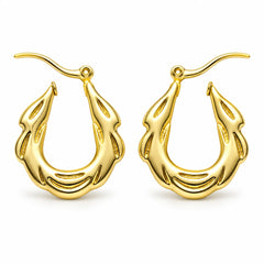 Aurelia Flame Sculptural Openwork Gold Tone Hoop Earrings