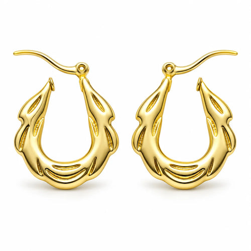 Aurelia Flame Sculptural Openwork Gold Tone Hoop Earrings