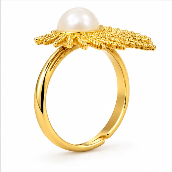 Celestia Aurelia Radiant Crown Ivory Centre Gold Statement Ring