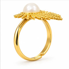 Celestia Aurelia Radiant Crown Ivory Centre Gold Statement Ring