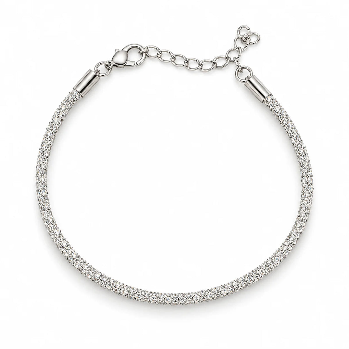 Lumière Élise Pavé Clear Stone Silver Tone Luxury Bracelet