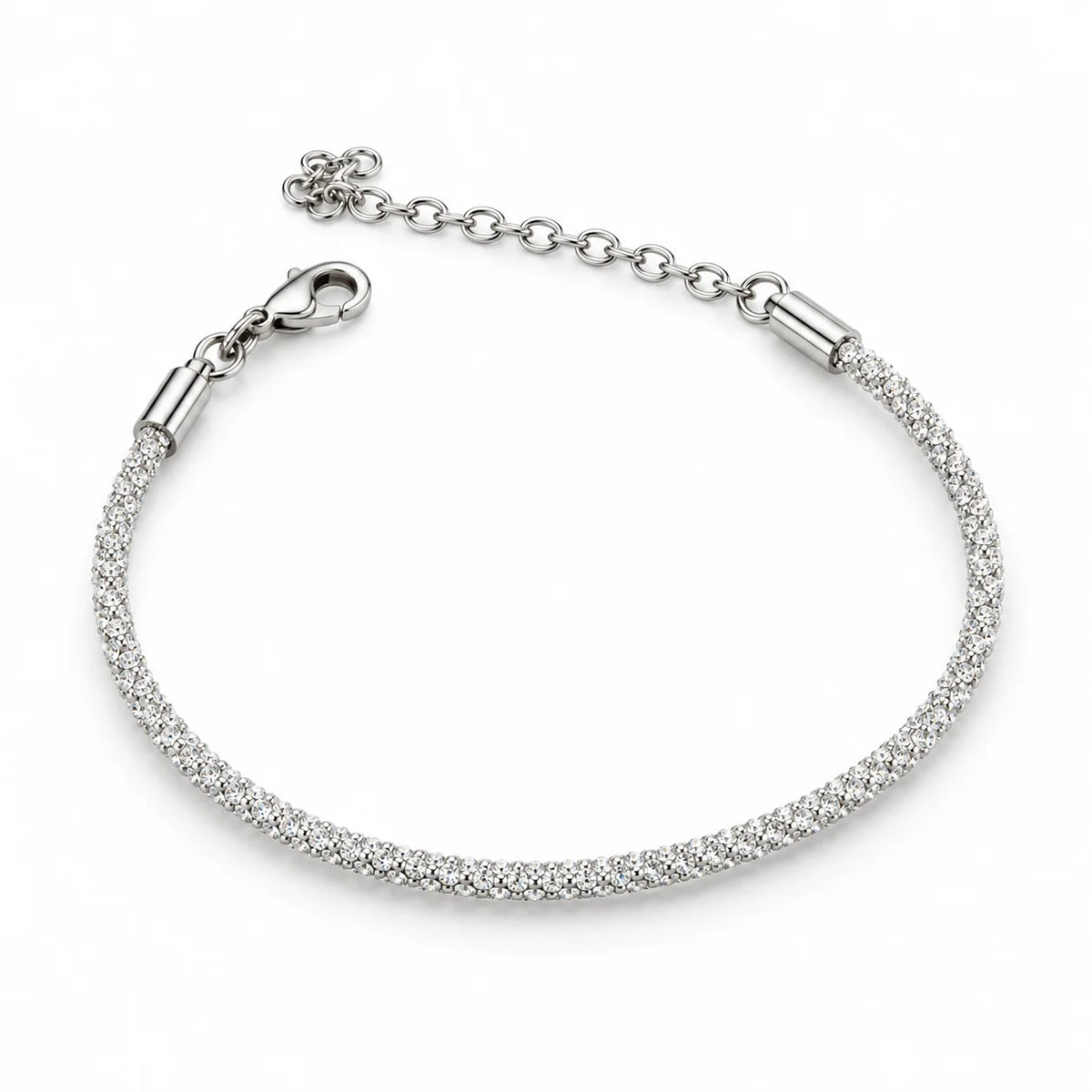 Lumière Élise Pavé Clear Stone Silver Tone Luxury Bracelet