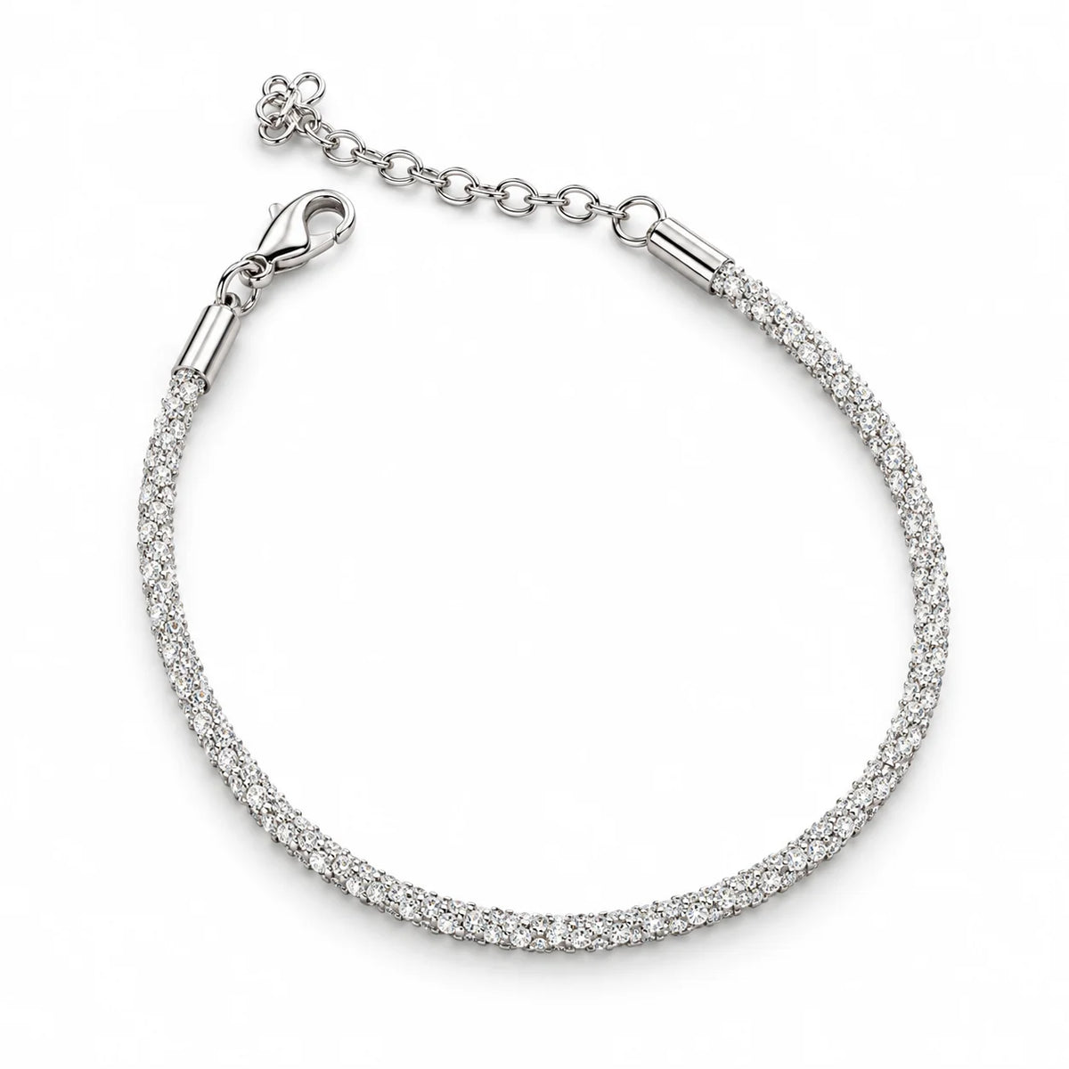 Lumière Élise Pavé Clear Stone Silver Tone Luxury Bracelet