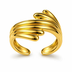 Aurelia Verve Layered Open Cuff Sculptural Gold Statement Ring