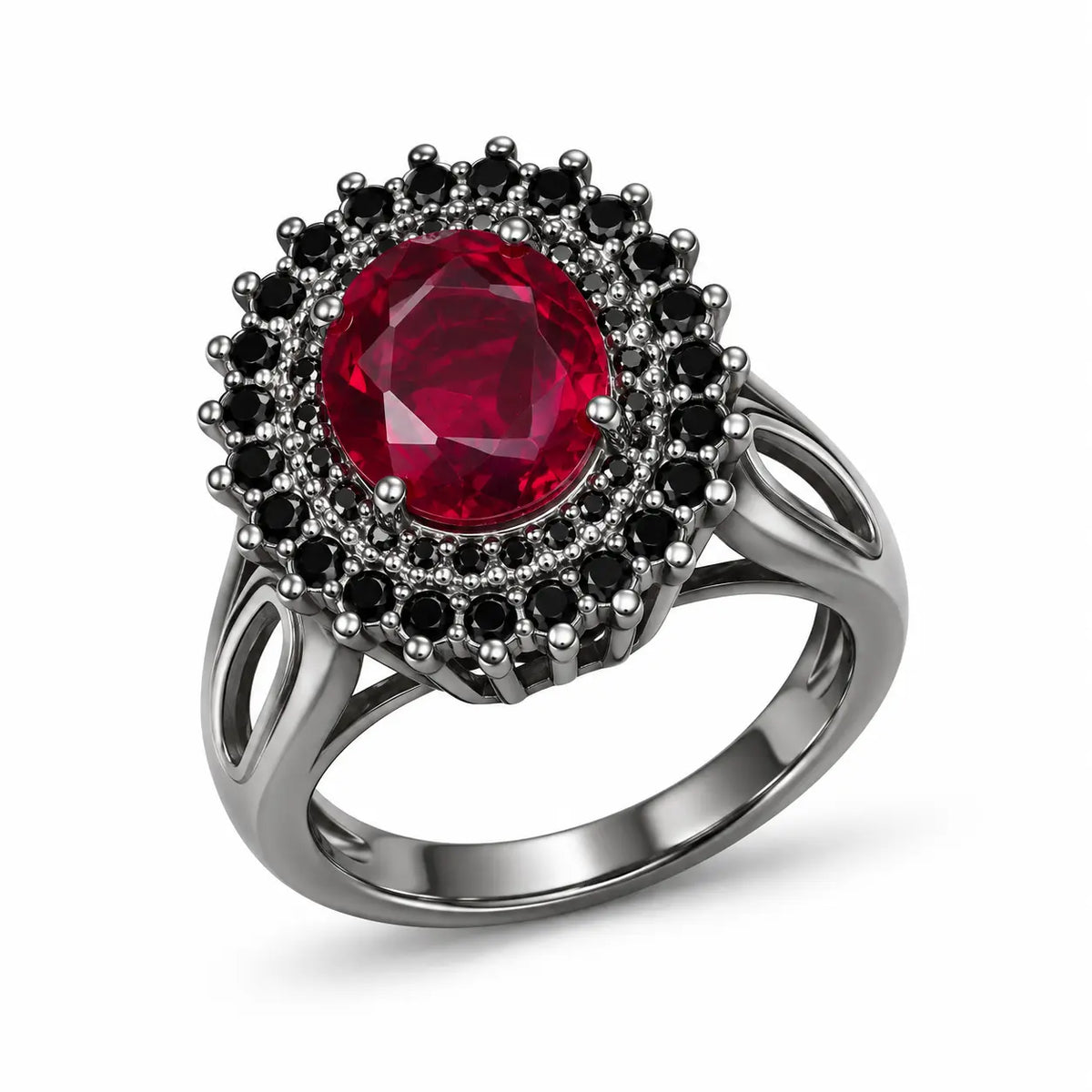 Crimson Noir Royal Halo Statement Ring