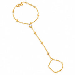 Lumière Solitaire Clear Stone Gold Tone Minimal Hand Chain for Women