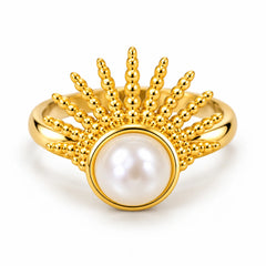 Celestia Aurelia Radiant Crown Ivory Centre Gold Statement Ring
