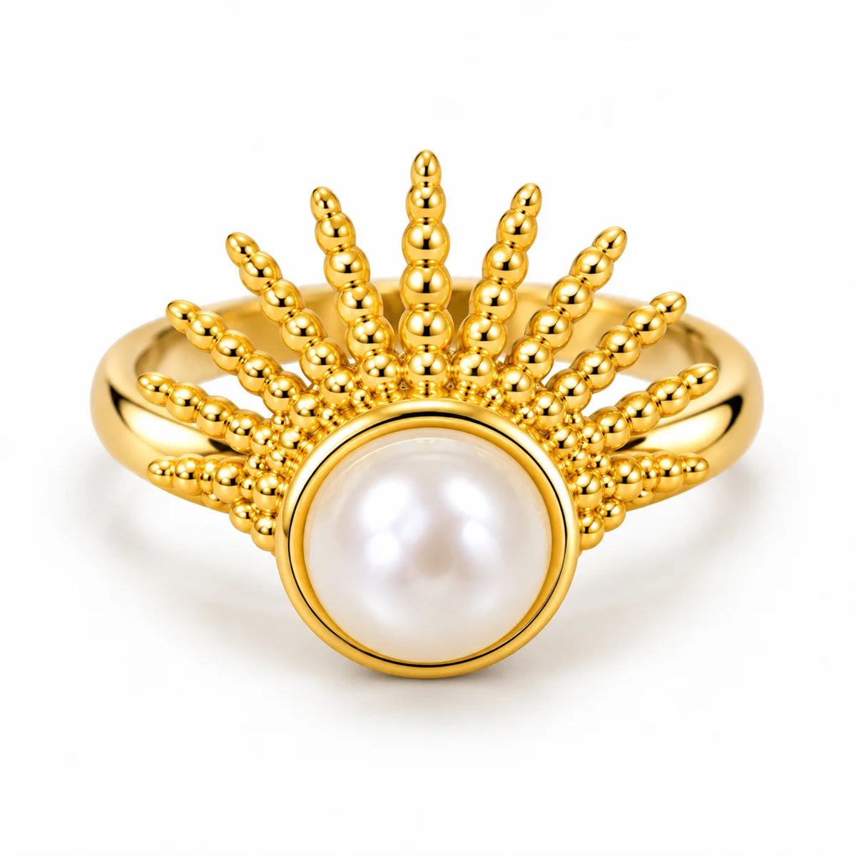 Celestia Aurelia Radiant Crown Ivory Centre Gold Statement Ring