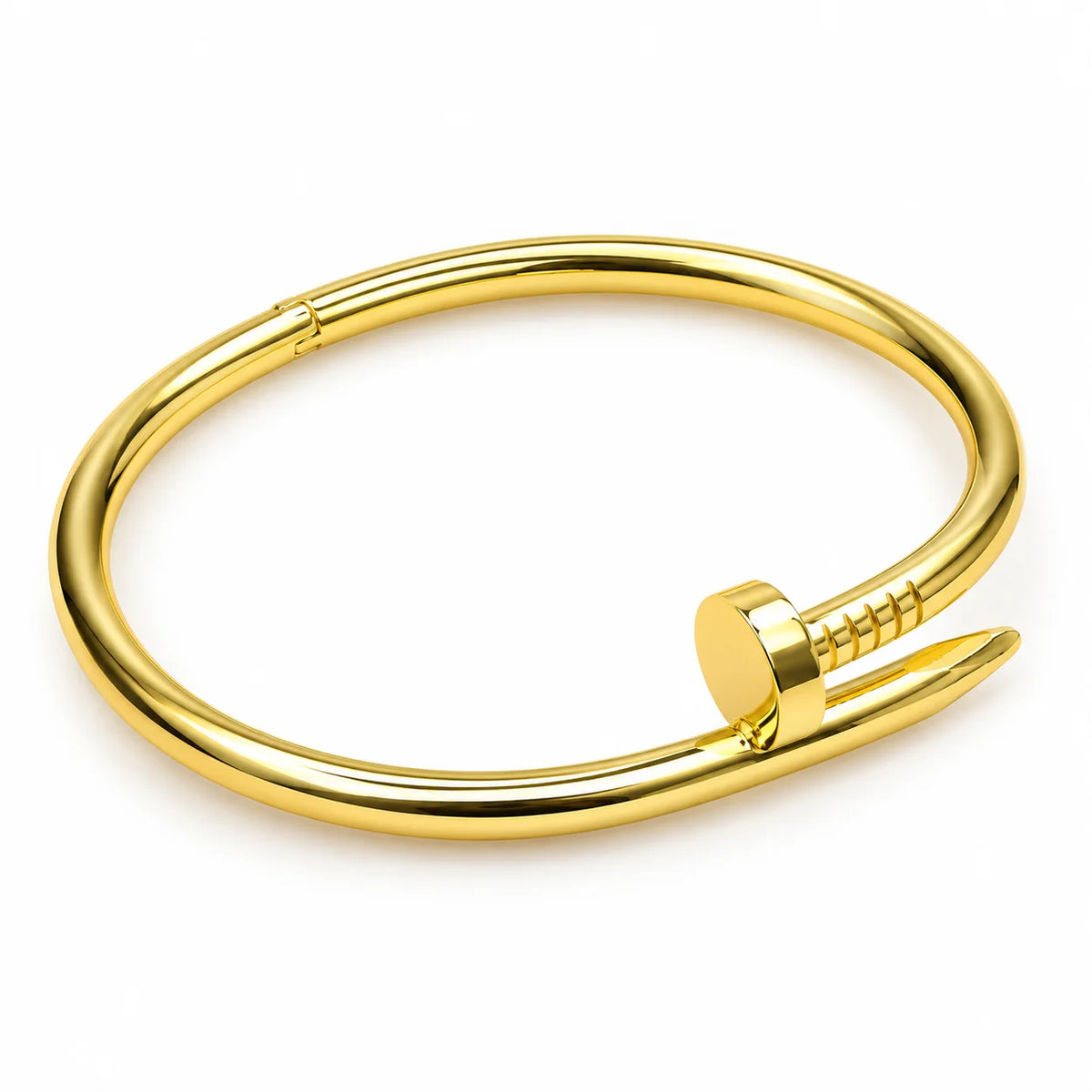Aurex Clou Nail Inspired Gold Tone Luxury Bangle Bracelet