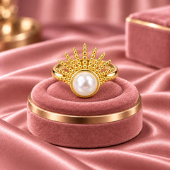 Celestia Aurelia Radiant Crown Ivory Centre Gold Statement Ring