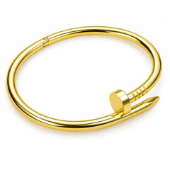 Aurex Clou Nail Inspired Gold Tone Luxury Bangle Bracelet