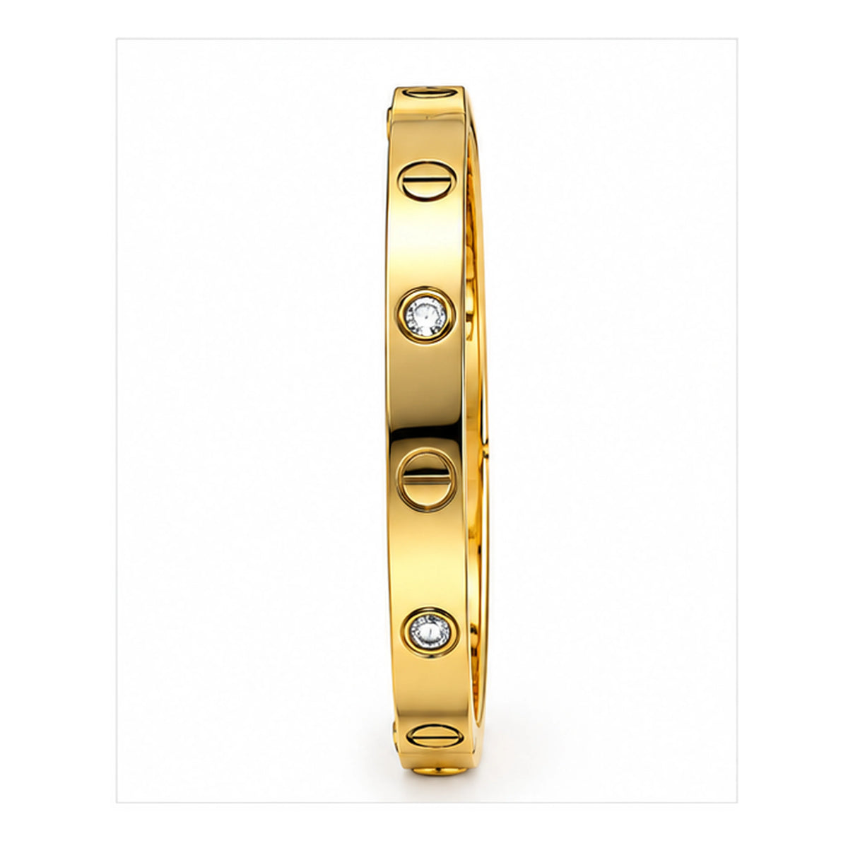 Imperio Lustre Screw Motif Clear Accent Gold Tone Luxury Bangle Bracelet