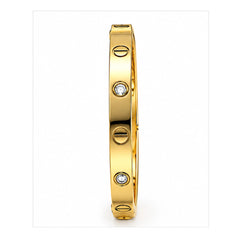 Imperio Lustre Screw Motif Clear Accent Gold Tone Luxury Bangle Bracelet