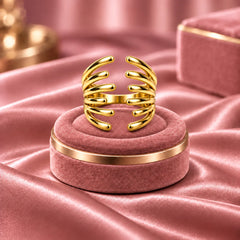 Aurelia Cascade Open Cuff Sculptural Gold Statement Ring