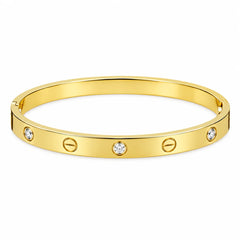 Imperio Lustre Screw Motif Clear Accent Gold Tone Luxury Bangle Bracelet