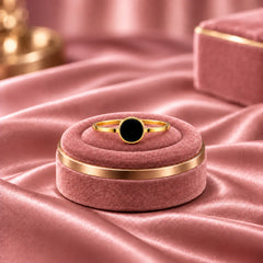 Noir Éclipse Round Black Centre Minimalist Gold Statement Ring