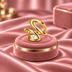 Aurelia Serpentine Pear Cut Sculptural Gold Statement Ring