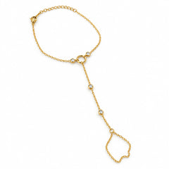 Celeste Halo Crystal Accent Gold Tone Elegant Hand Chain for Women