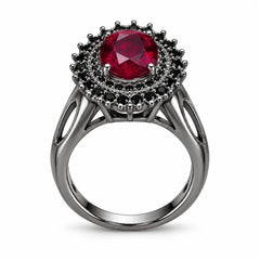 Crimson Noir Royal Halo Statement Ring