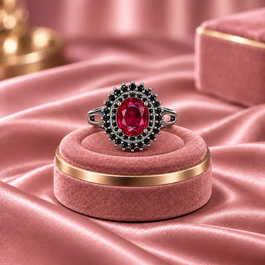 Crimson Noir Royal Halo Statement Ring