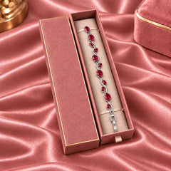 Rosé Tulip Vine Pink Stone Silver Tone Luxury Bracelet